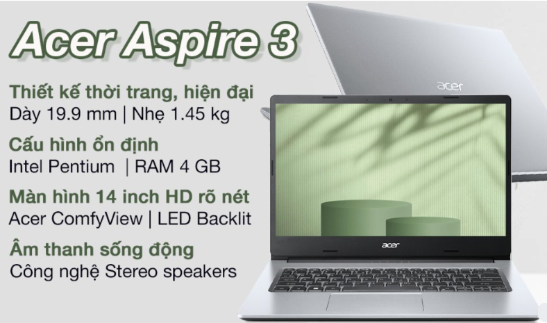 Acer Aspire A314-35 | THẾ HỆ 10 | RAM 4GB | SSD 256GB | MÀN HÌNH 14 IN